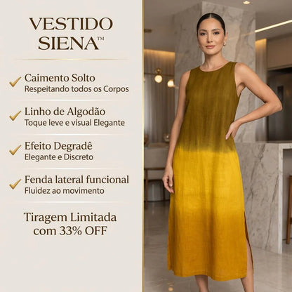 Vestido Siena™ em Linho de Algodão com Efeito Degradê