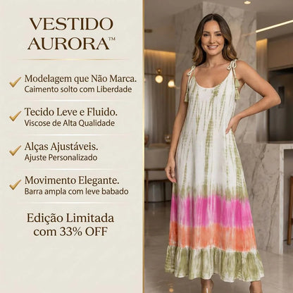 Vestido Aurora™ em Viscose Fluída com Alças Ajustáveis / Frescor e Elegância no Dia a Dia!