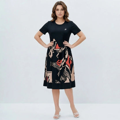 Vestido Soltinho Aquarela™ Frescor Artístico / Estampa Charmosa e Caimento Sútil pra Todas Ocasiões!
