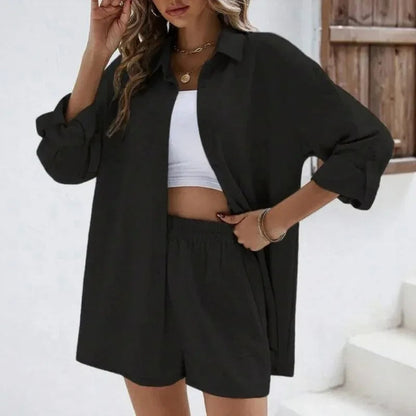 Conjunto Alma™ com Camisa e Shorts em Algodão Texturizado