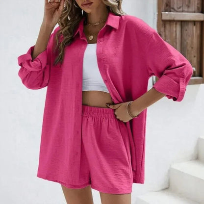 Conjunto Alma™ com Camisa e Shorts em Algodão Texturizado