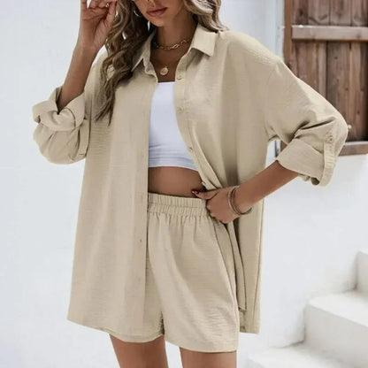 Conjunto Alma™ com Camisa e Shorts em Algodão Texturizado