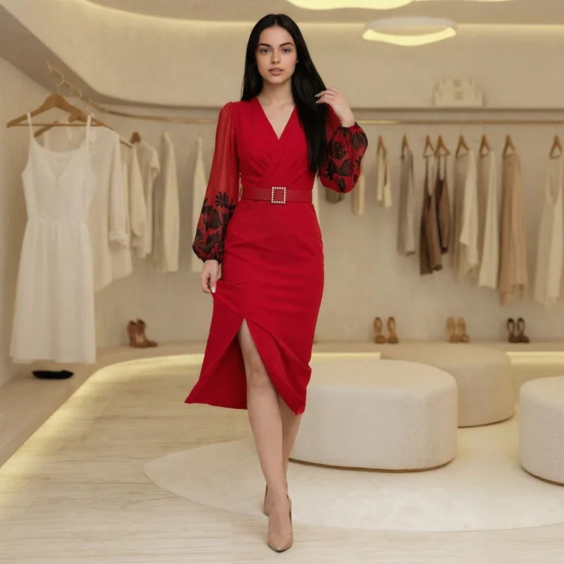 Vestido Scarlet™ com Decote Transpassado e Cinto Exclusivo de Brinde!