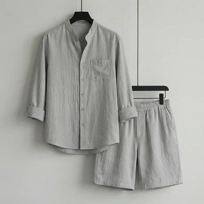 Conjunto Mediterrâneo Elite™ em Linho de Algodão e Visual Minimalista