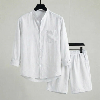 Conjunto Mediterrâneo Elite™ em Linho de Algodão e Visual Minimalista