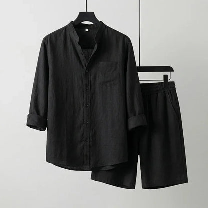 Conjunto Mediterrâneo Elite™ em Linho de Algodão e Visual Minimalista