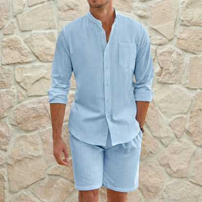 Conjunto Mediterrâneo Elite™ em Linho de Algodão e Visual Minimalista