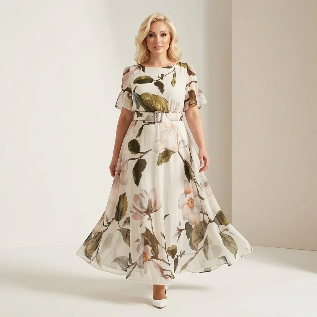 Vestido Longo Classique™ em Viscose Premium com Cinto Embutido