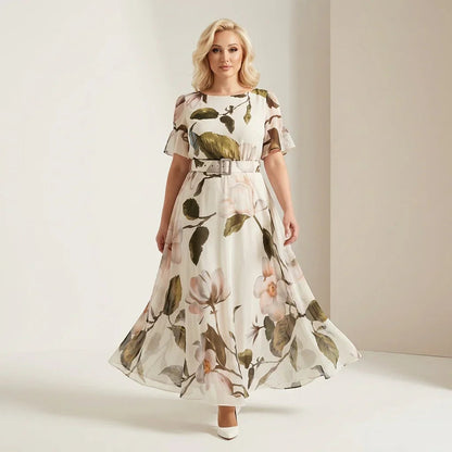 Vestido Longo Classique™ em Viscose Premium com Cinto Embutido