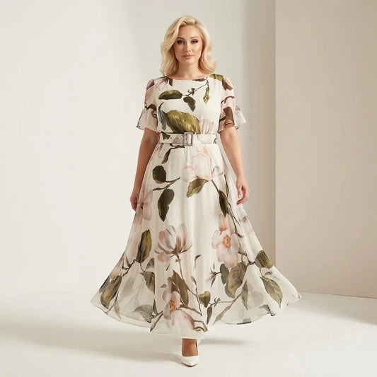 Vestido Longo Classique™ em Viscose Premium com Cinto Embutido