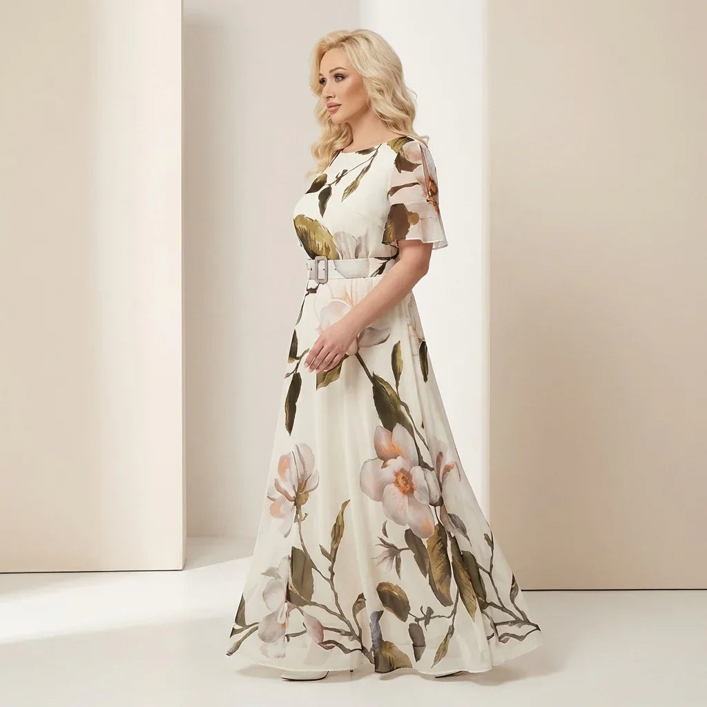 Vestido Longo Classique™ em Viscose Premium com Cinto Embutido