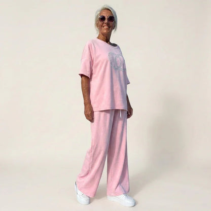 Conjunto Madame Clarice™ em Malha Confort com Detalhes em Cristais Elegantes