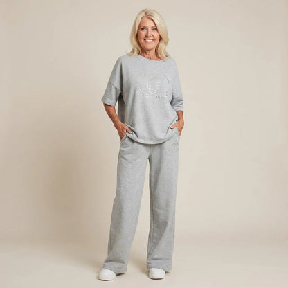 Conjunto Madame Clarice™ em Malha Confort com Detalhes em Cristais Elegantes