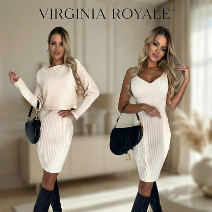 Conjunto Virginia Royale™ com Vestido Minimalista e Top Manga Longa