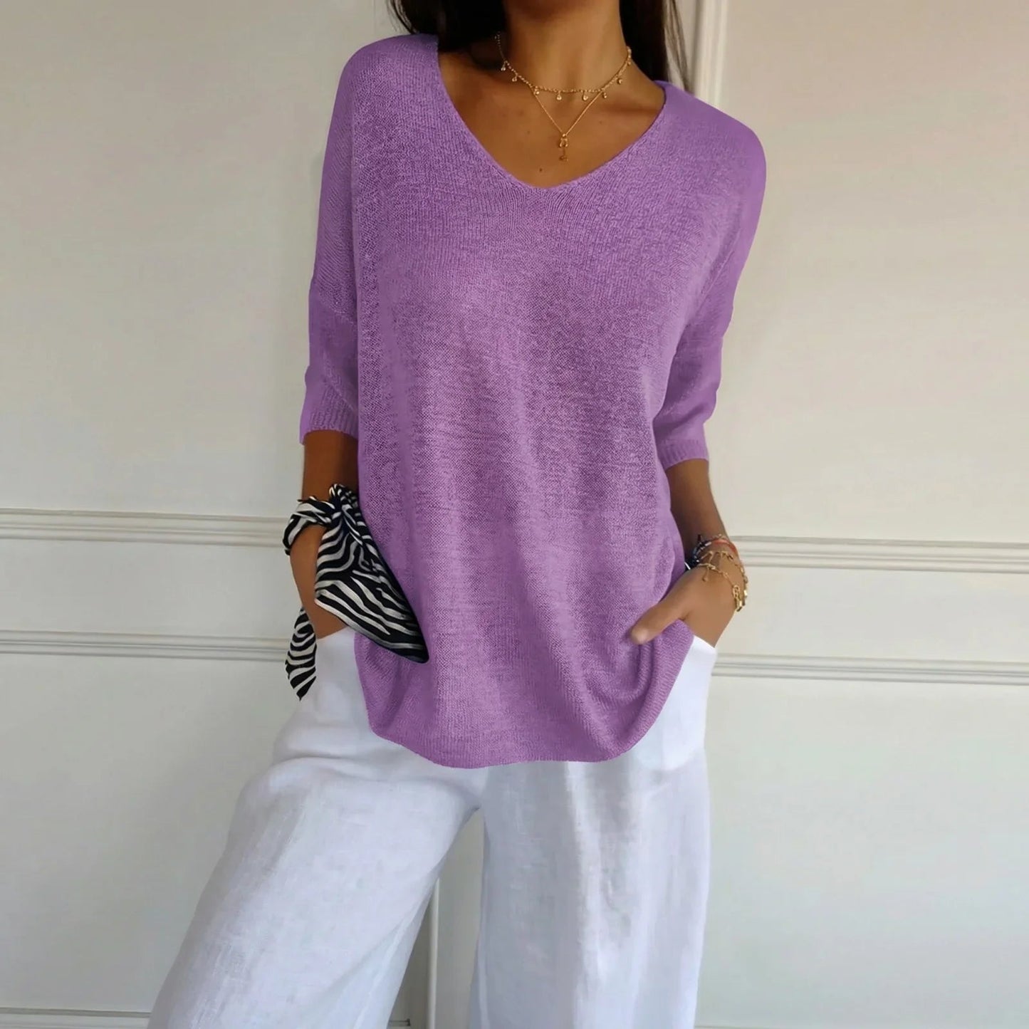 Blusa Carmim™ em Malha de Tricô Texturizada