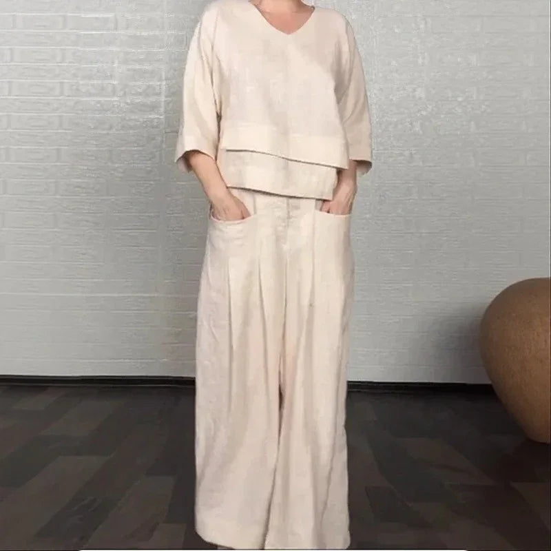 Conjunto Valenne™ em Linho de Algodão com Design Contemporâneo