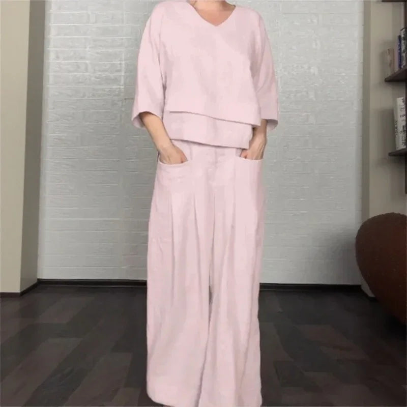 Conjunto Valenne™ em Linho de Algodão com Design Contemporâneo