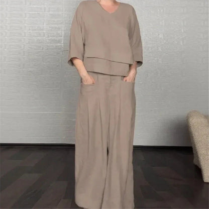 Conjunto Valenne™ em Linho de Algodão com Design Contemporâneo