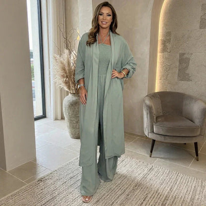 Conjunto Bellavie™ com Macacão Elegante e Sobretudo Estilo Kimono