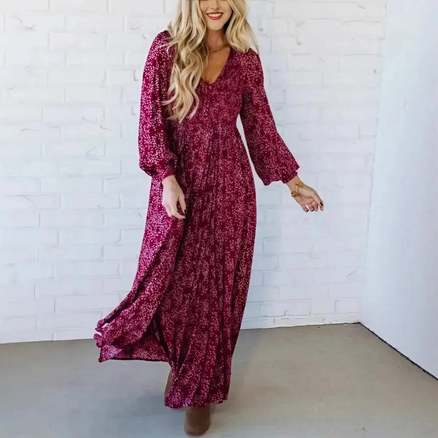 Vestido Avelline™ com Estampa Refinada e Caimento Fluido
