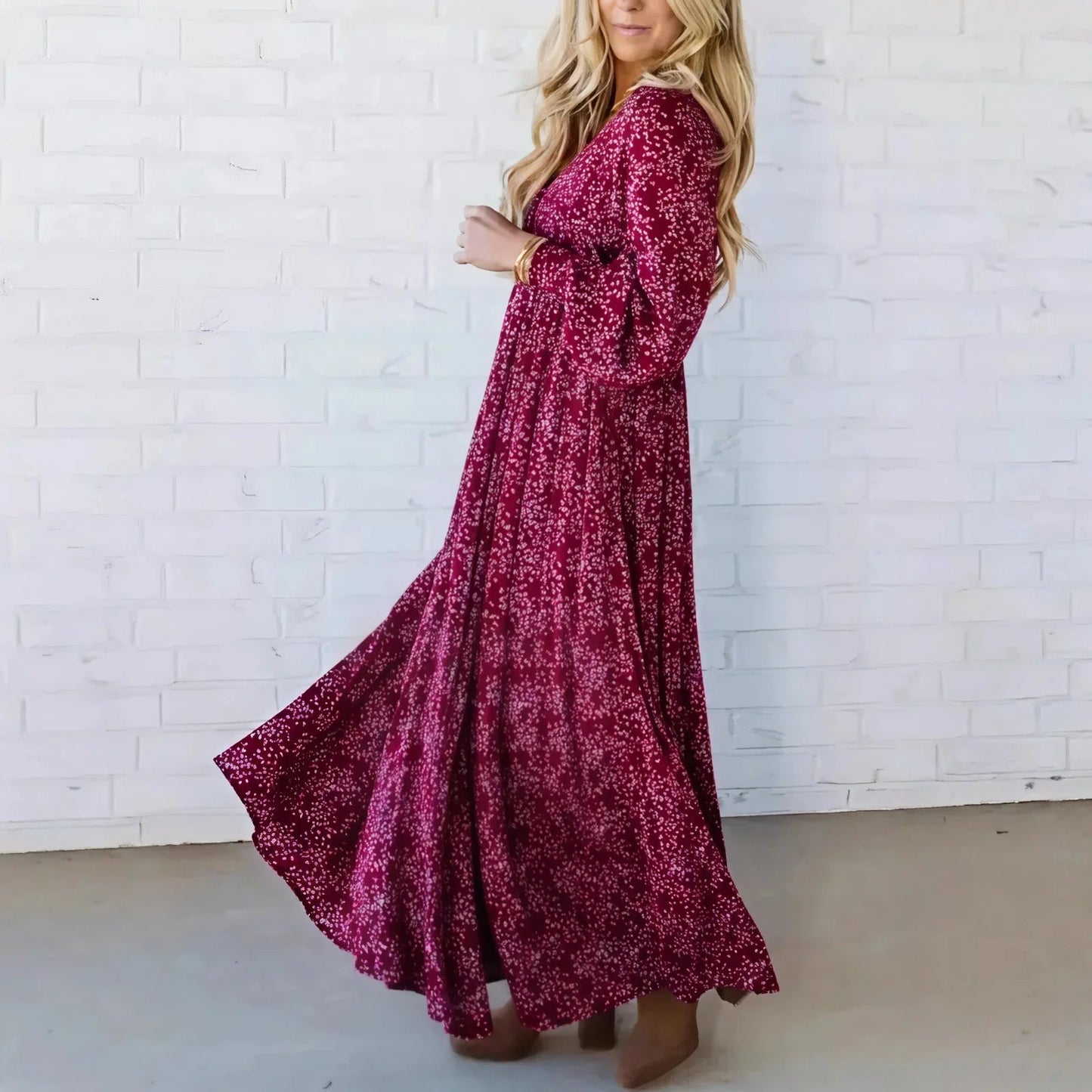 Vestido Avelline™ com Estampa Refinada e Caimento Fluido