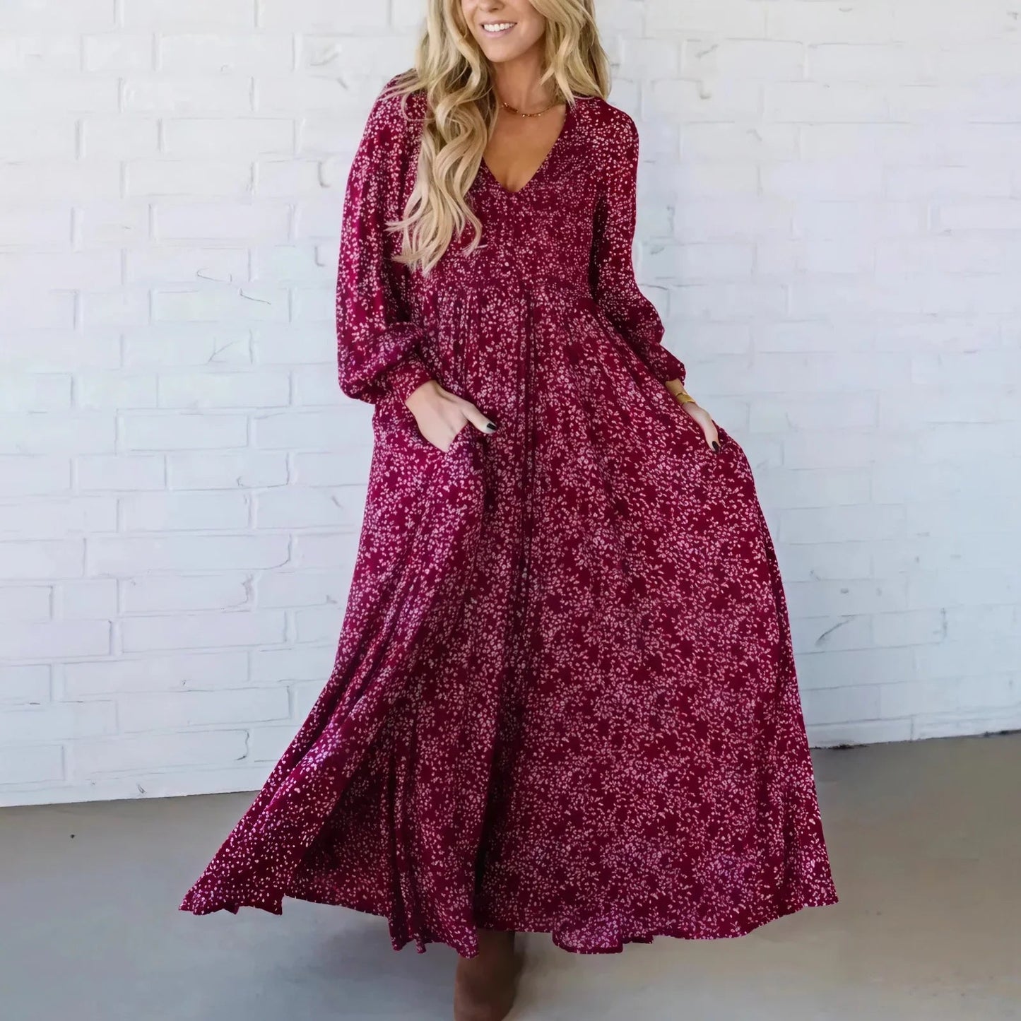Vestido Avelline™ com Estampa Refinada e Caimento Fluido