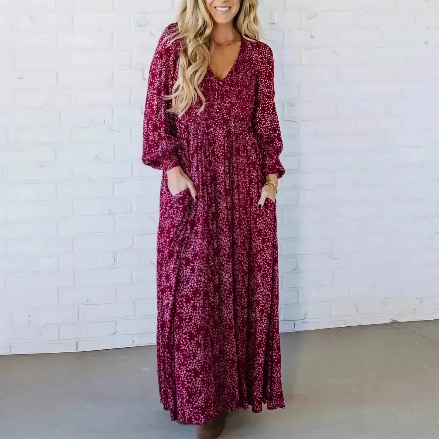 Vestido Avelline™ com Estampa Refinada e Caimento Fluido