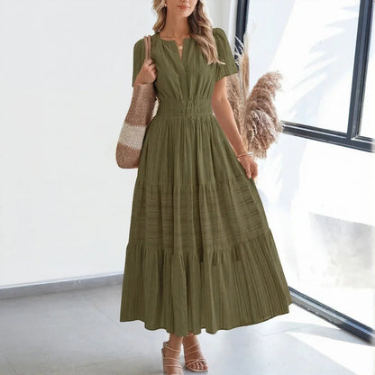 Vestido Floriana™ com Saia em Camadas e Cintura Marcada