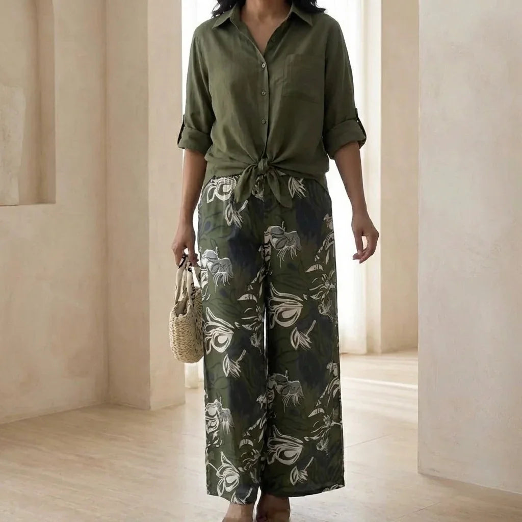 Conjunto Norielle™ em Linho de Algodão com Design Refinado