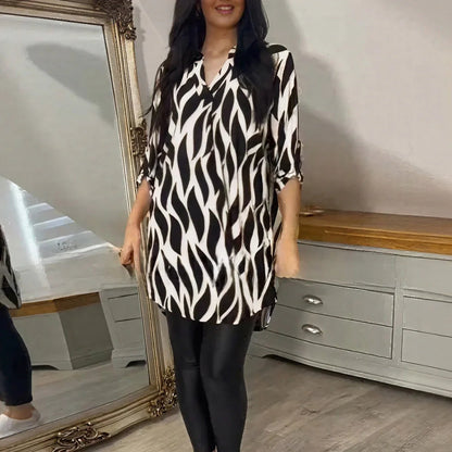 Camisa Ravelle™ com Estampa Abstrata e Corte Amplo