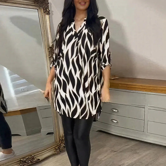 Camisa Ravelle™ com Estampa Abstrata e Corte Amplo