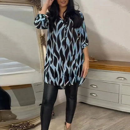 Camisa Ravelle™ com Estampa Abstrata e Corte Amplo