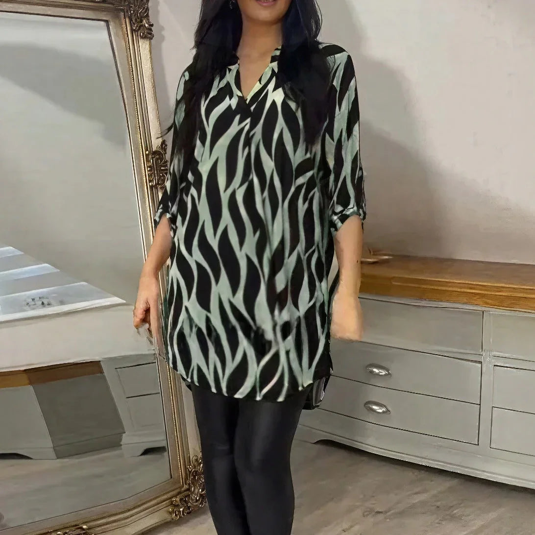 Camisa Ravelle™ com Estampa Abstrata e Corte Amplo