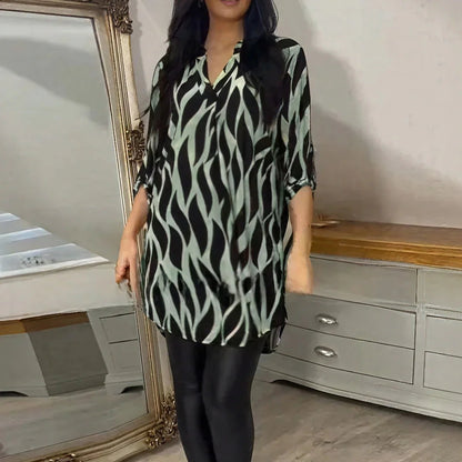 Camisa Ravelle™ com Estampa Abstrata e Corte Amplo