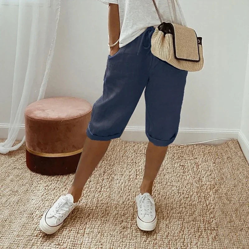 [COMPRE 1 E LEVE 2] Bermuda Levana™ em Linho de Algodão com Cintura Ajustável