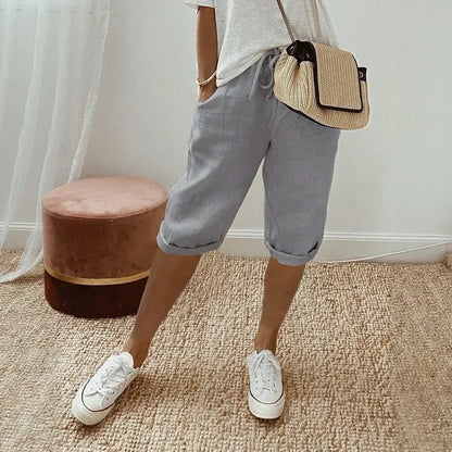 [COMPRE 1 E LEVE 2] Bermuda Levana™ em Linho de Algodão com Cintura Ajustável
