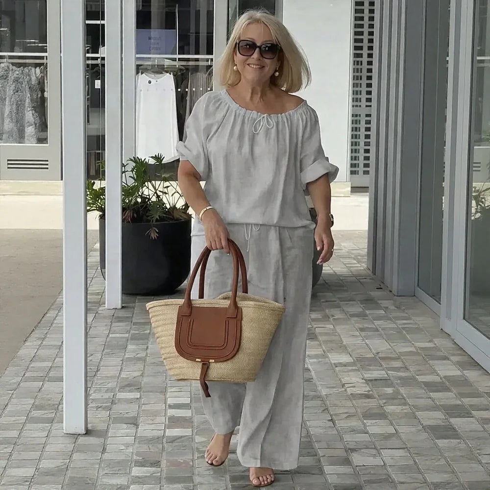 Conjunto Céliane™ em Linho de Algodão com Caimento Solto