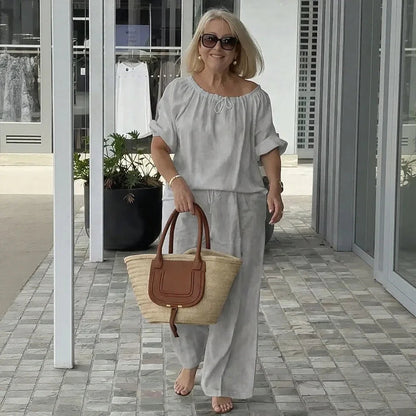 Conjunto Céliane™ em Linho de Algodão com Caimento Solto