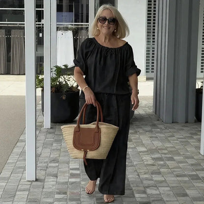Conjunto Céliane™ em Linho de Algodão com Caimento Solto