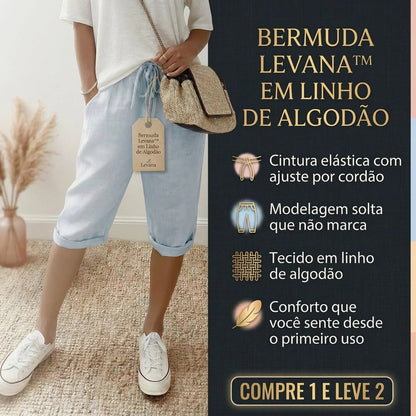 [COMPRE 1 E LEVE 2] Bermuda Levana™ em Linho de Algodão com Cintura Ajustável