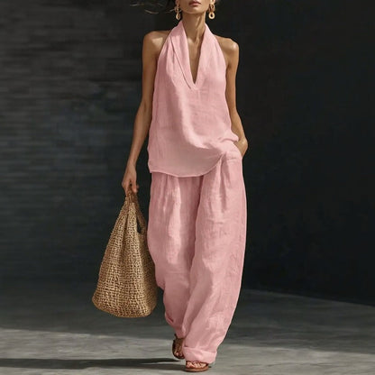 Conjunto Aurélia™ em Linho de Algodão com Estilo Minimalista e Caimento Fluido