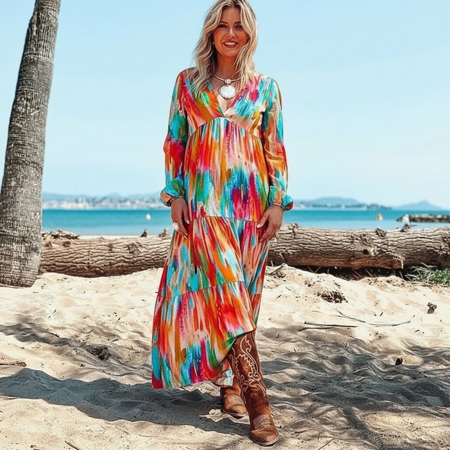 Vestido Lumaya™ com Estampa Artística e Movimento Livre