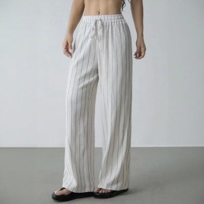 Calça Zirelle™ com Listras Elegantes e Conforto Inteligente