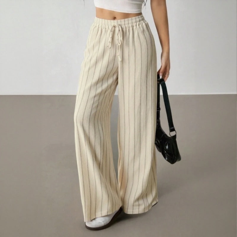 Calça Zirelle™ com Listras Elegantes e Conforto Inteligente
