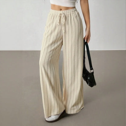Calça Zirelle™ com Listras Elegantes e Conforto Inteligente