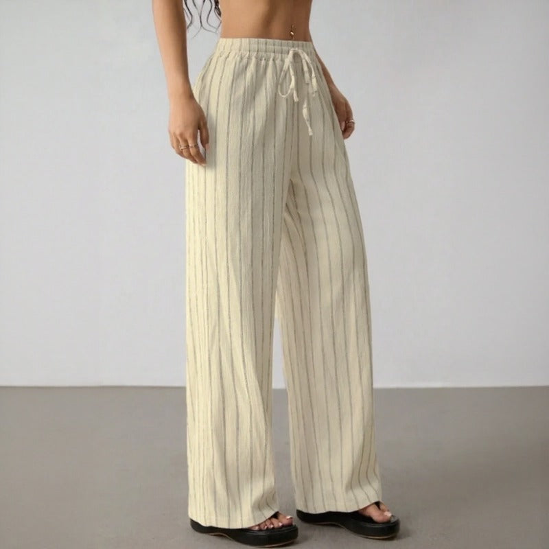 Calça Zirelle™ com Listras Elegantes e Conforto Inteligente