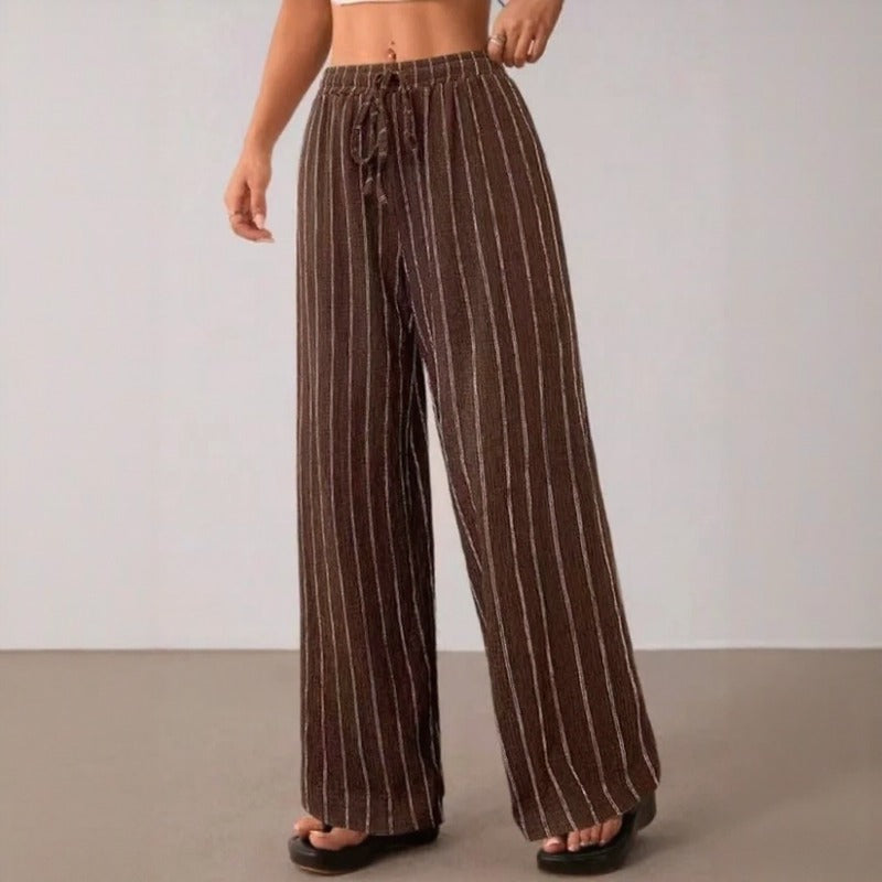 Calça Zirelle™ com Listras Elegantes e Conforto Inteligente