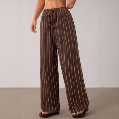 Calça Zirelle™ com Listras Elegantes e Conforto Inteligente