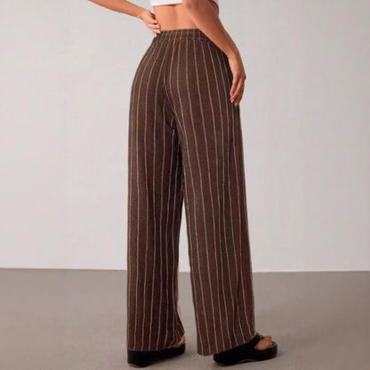 Calça Zirelle™ com Listras Elegantes e Conforto Inteligente
