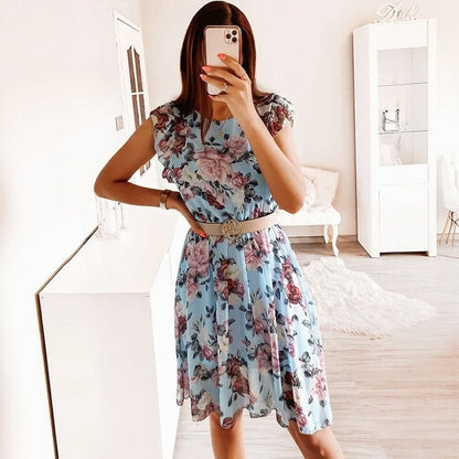 Vestido Serenelle™ com Estampa Floral e Charme Sofisticado